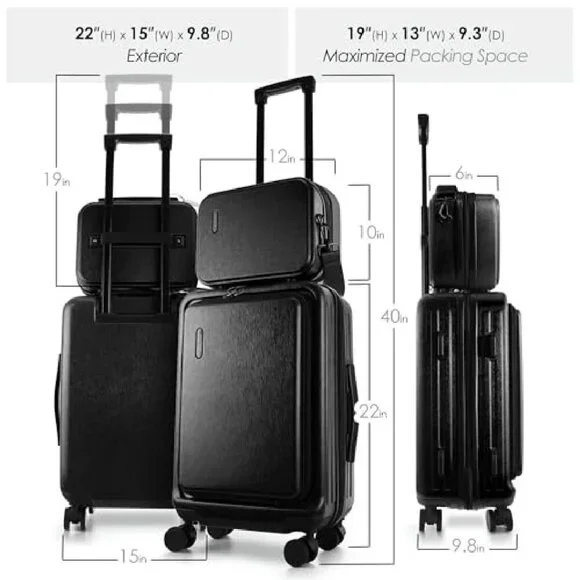 20-Inch Hard Shell Carry-On Luggage with Spinner Wheels & Cosmetic Case